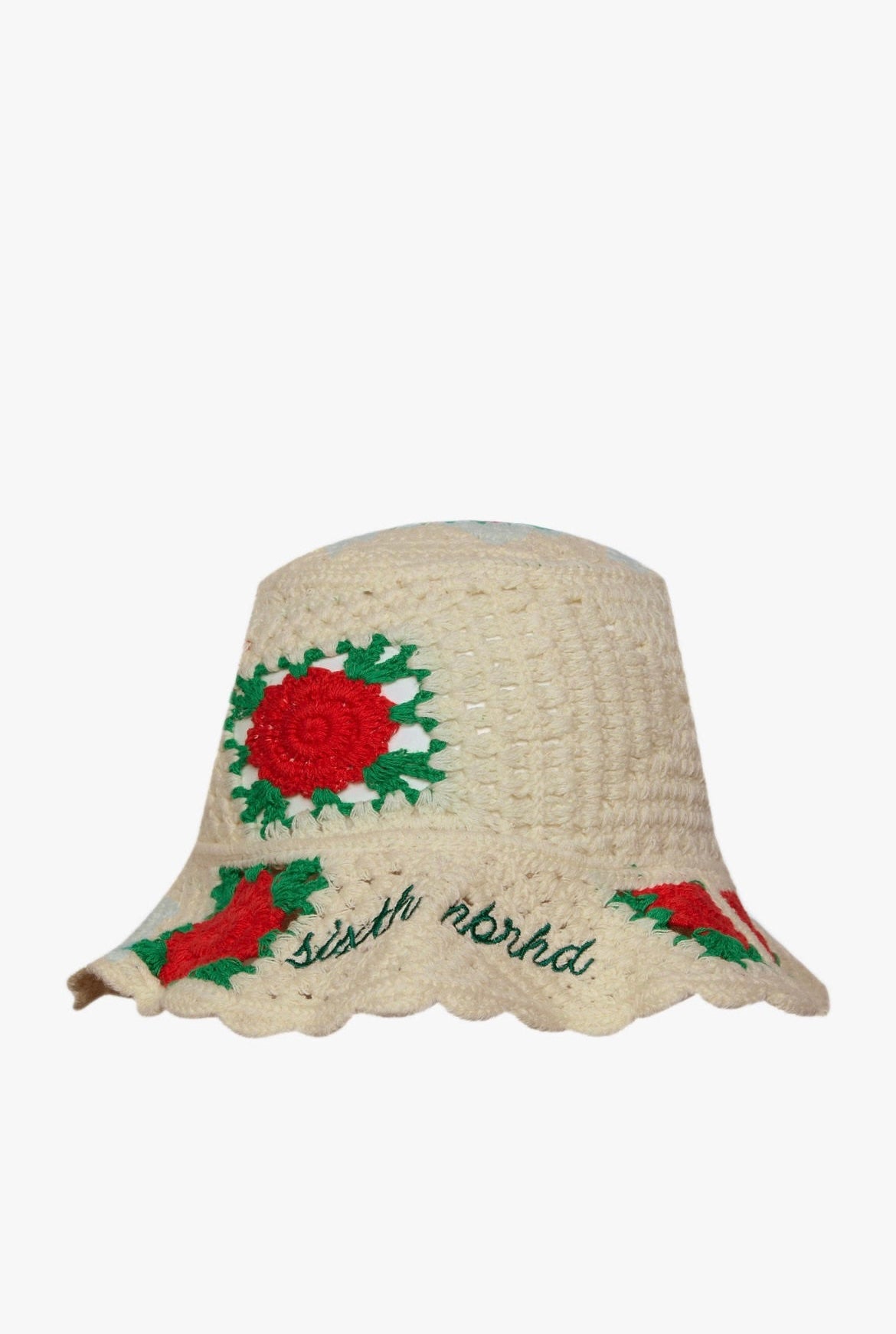 "LIVIN" KNIT BUCKET HAT - CREAM - GREEN