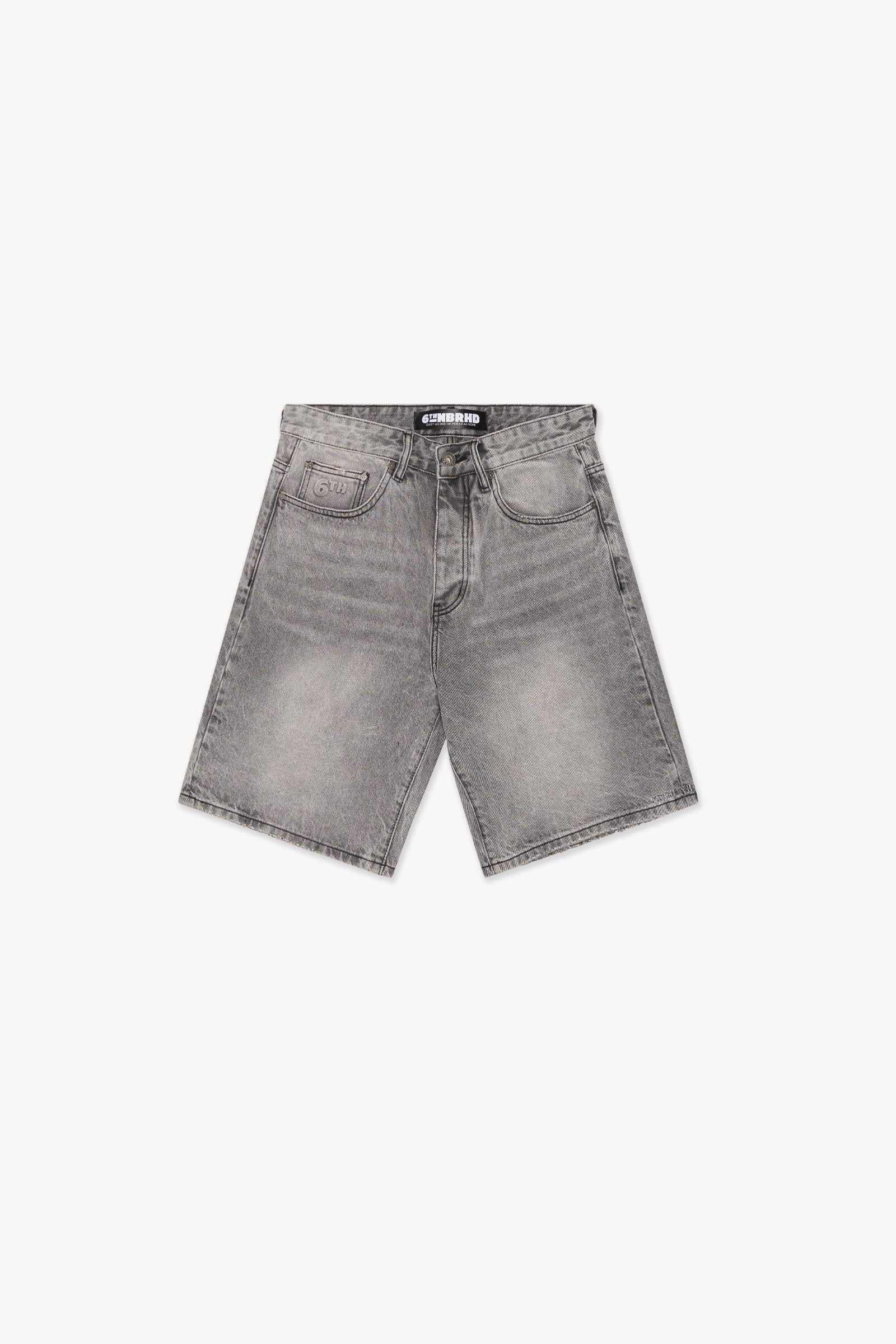 "DISTRICT" DENIM SHORTS - LIGHT GREY