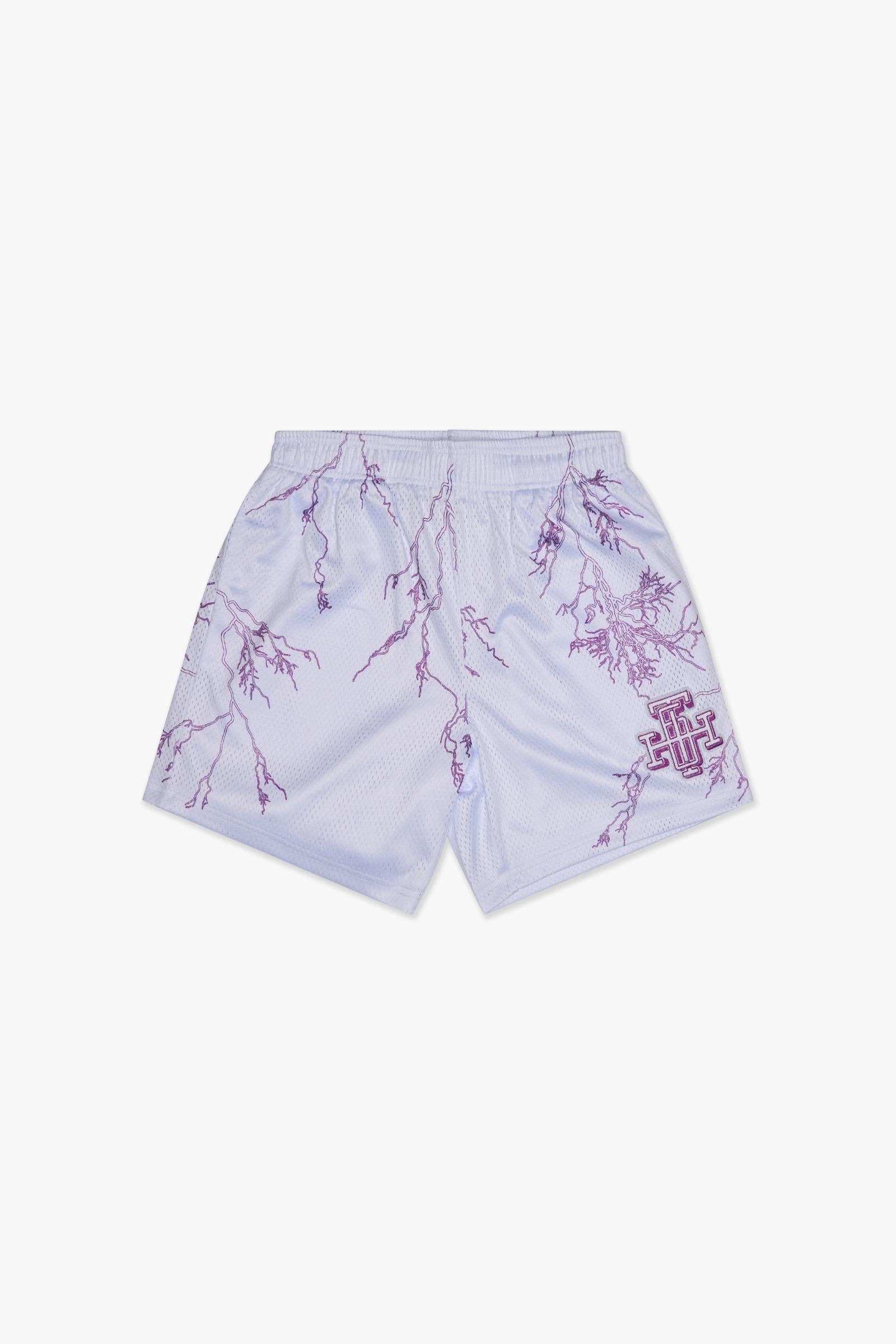 "TRY-OUTS" MESH SHORTS - WHITE PURPLE