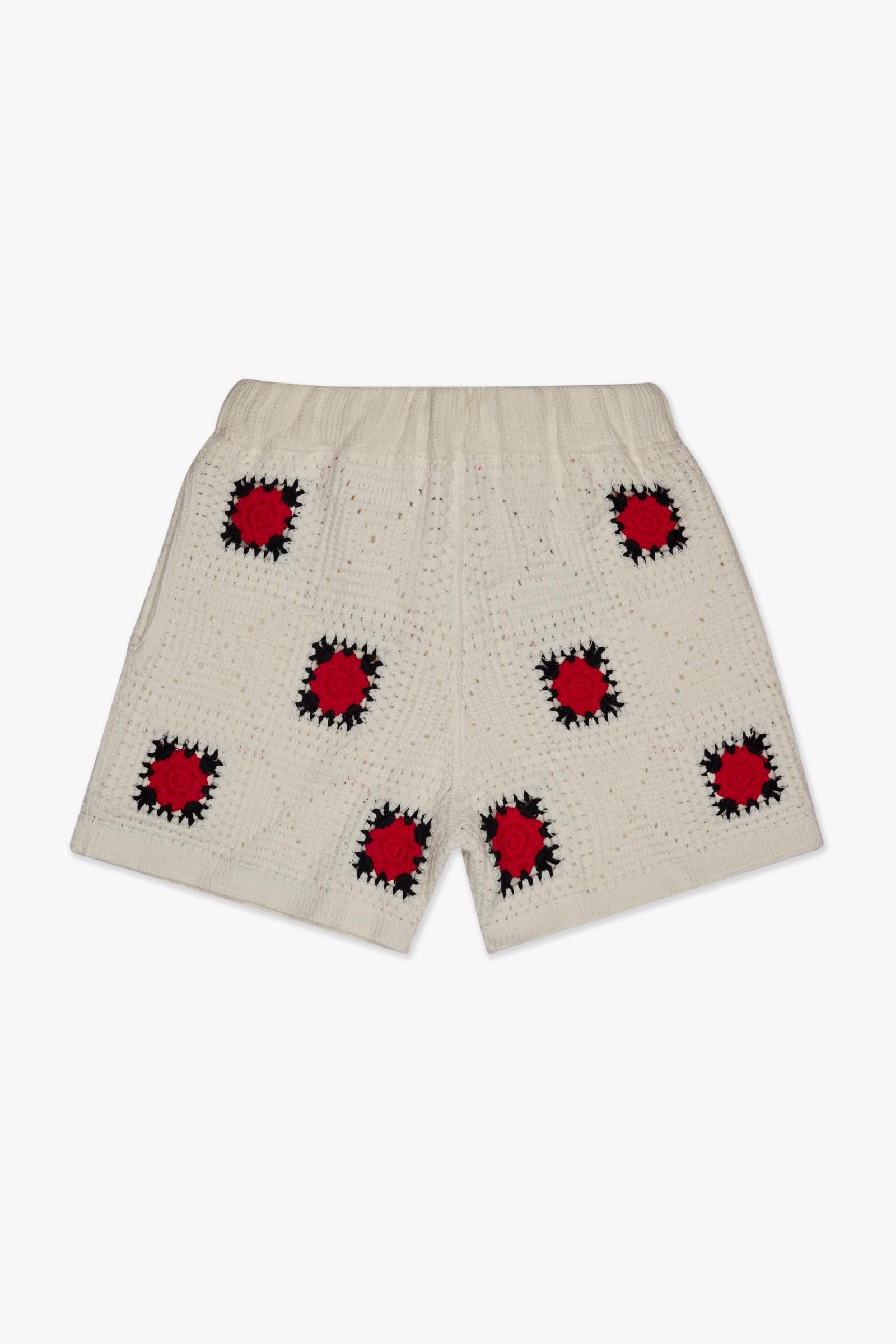 "HANDMADE" KNIT SHORTS - CREAM - BLACK