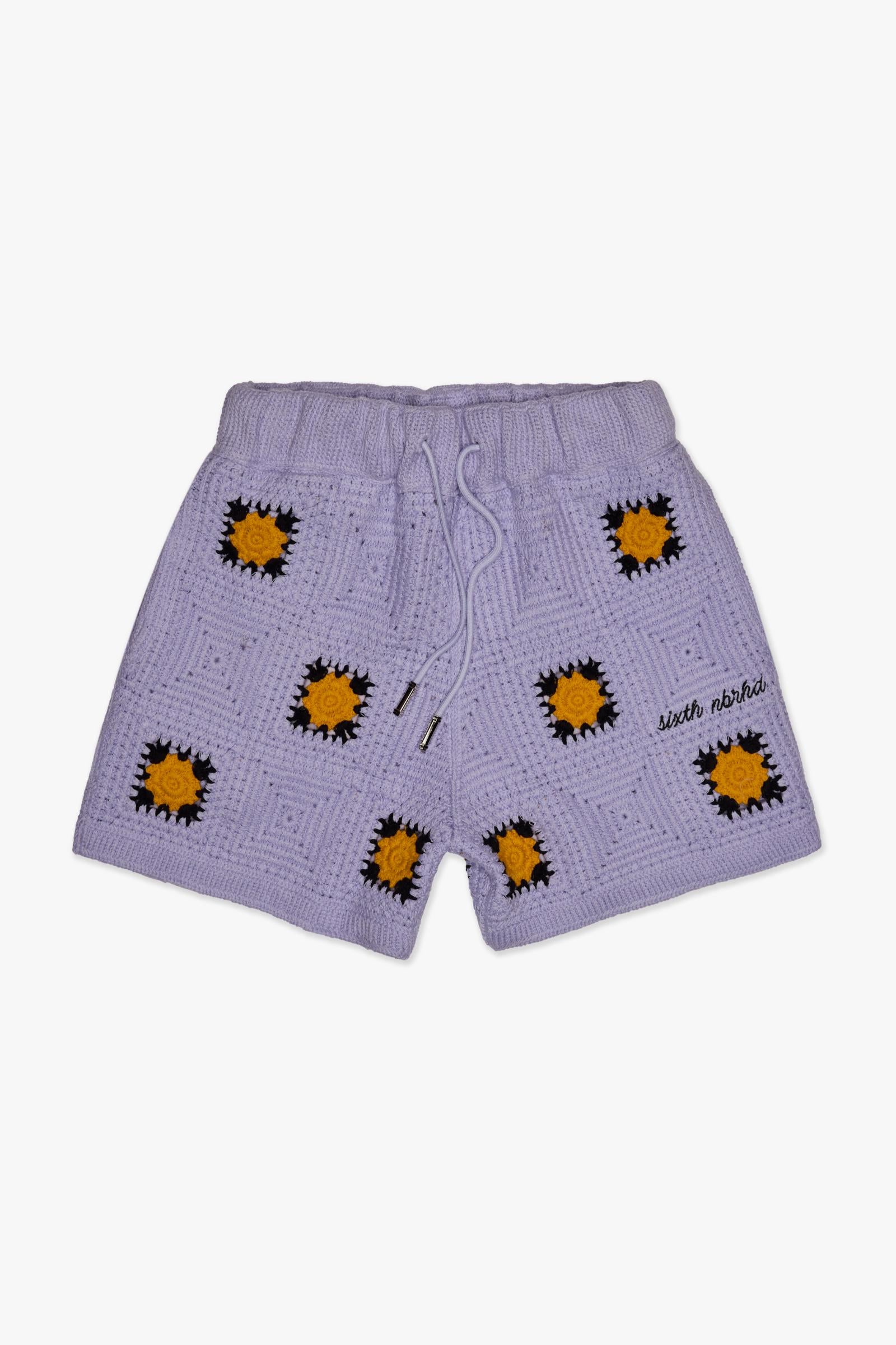 "HANDMADE" KNIT SHORTS - PURPLE