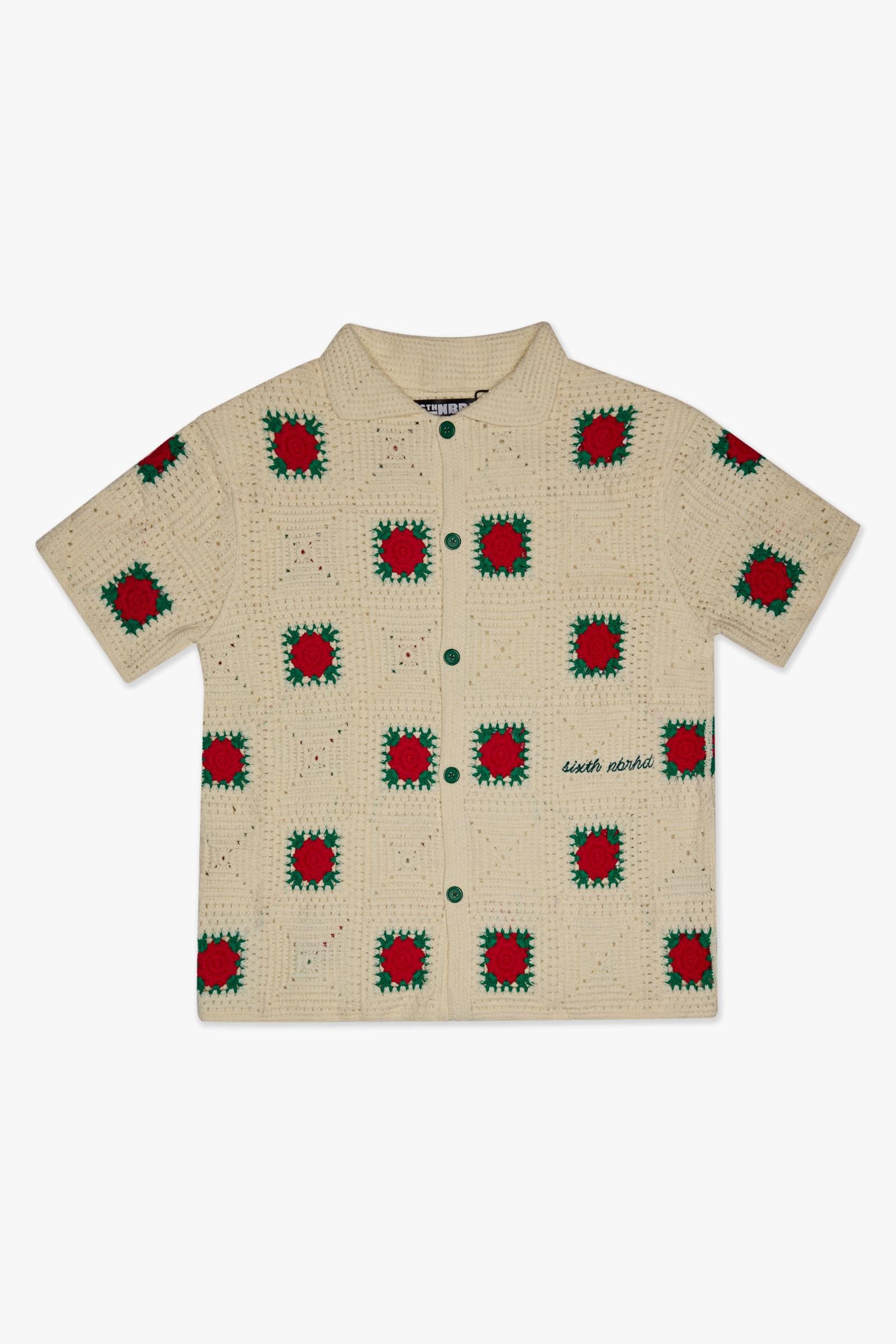 "BAZZAR" KNIT WOVEN - CREAM - GREEN